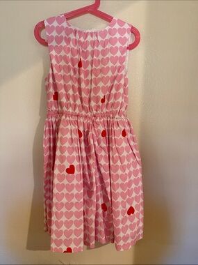 Jacadi Pink Heart-Print Sleeveless Dress with Red Accents